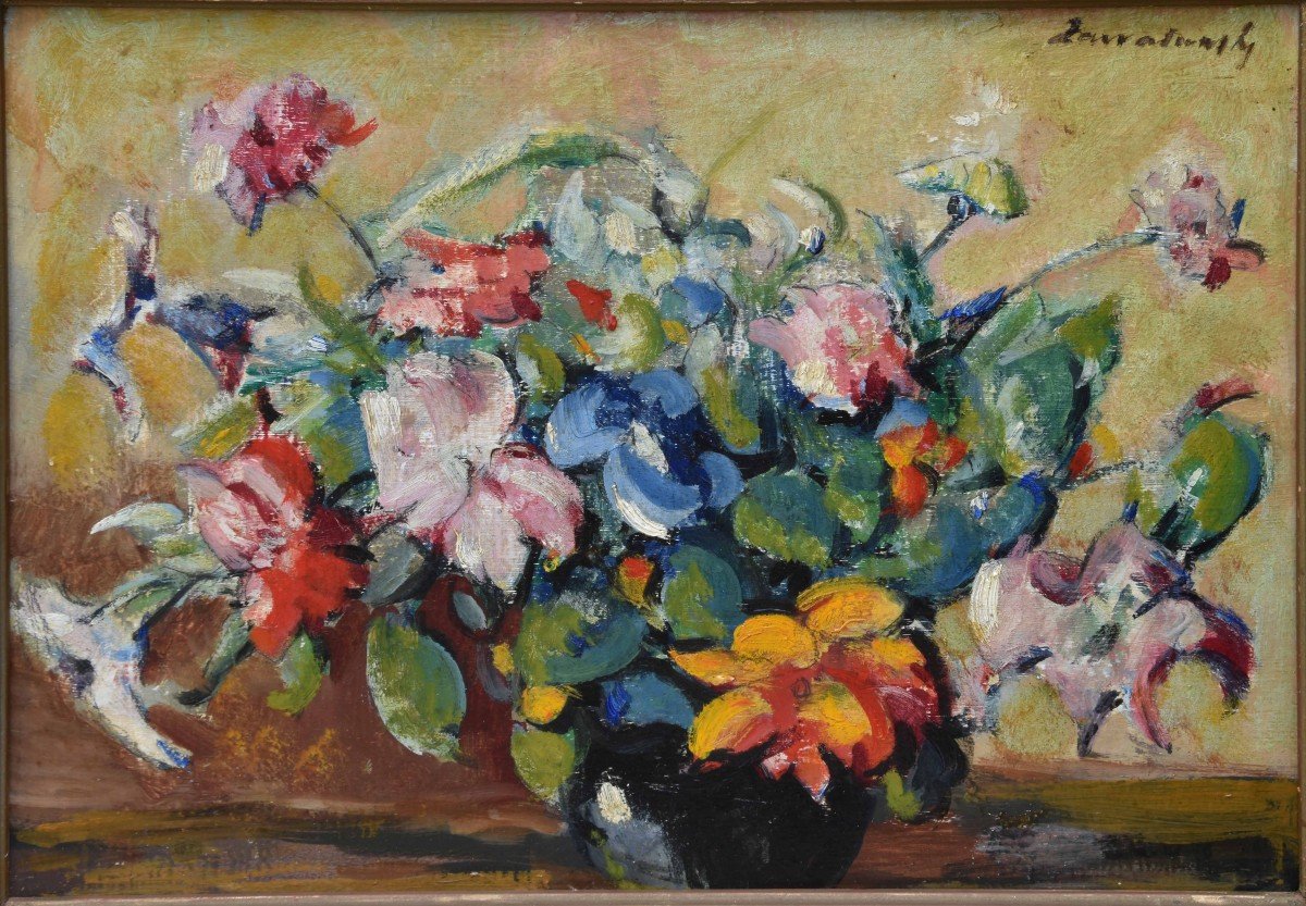 Czeslaw Zawadzinski "bouquet De Fleurs"  Huile Sur Panneau 30x40-photo-4